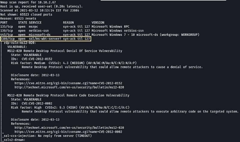 Nmap Vulnerability Scan Results